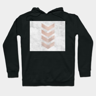 Rose gold chevrons on marble Hoodie